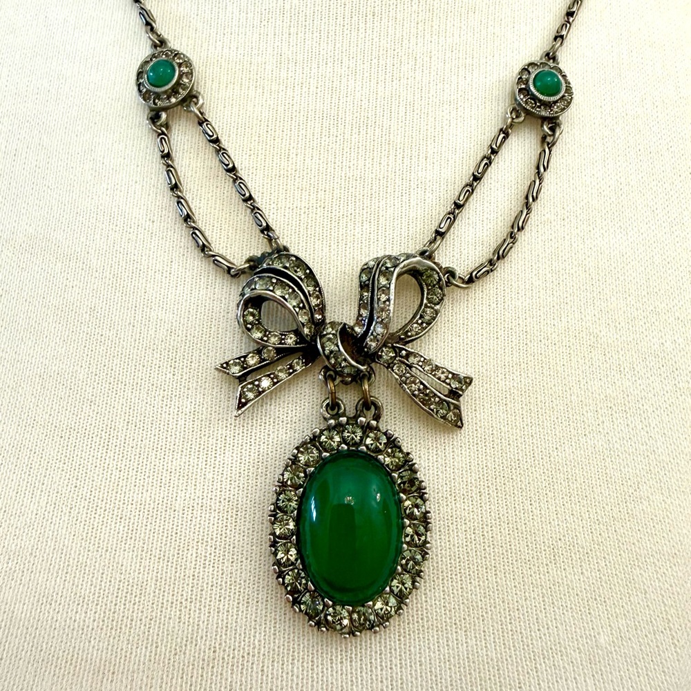 ✖️SOLD Vintage Ben-Amun Necklace Swarovski Crystals Green Edwardian Victorian